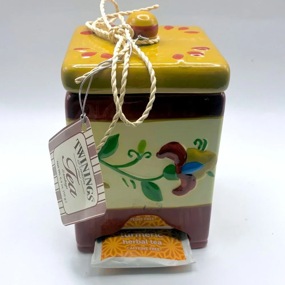 Twinings of London Ceramic Tea Bag Caddy Canister/ Dispenser 5in Ceramic Floral